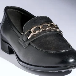 Eram Mocassins/Slippers^Mocassin en cuir à chaîne NOIR