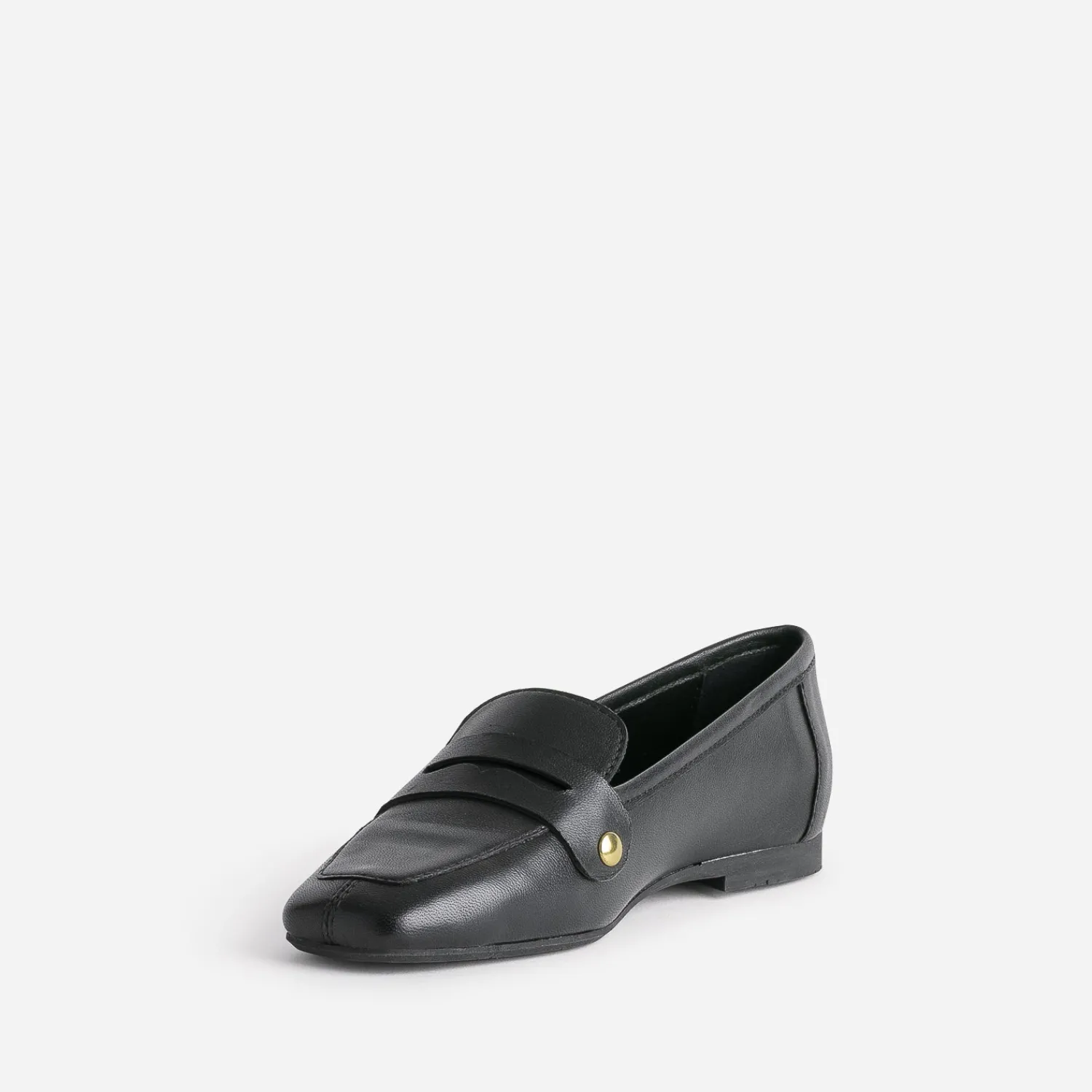 Eram Mocassins/Slippers^Mocassin en cuir rivets dorés NOIR