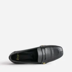 Eram Mocassins/Slippers^Mocassin en cuir rivets dorés NOIR