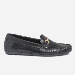 Eram Mocassins/Slippers^Mocassin en cuir velours effet python NOIR