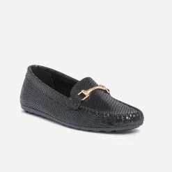 Eram Mocassins/Slippers^Mocassin en cuir velours effet python NOIR