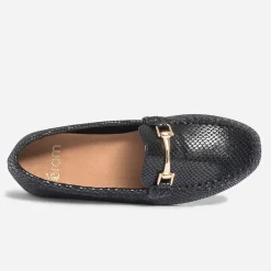 Eram Mocassins/Slippers^Mocassin en cuir velours effet python NOIR