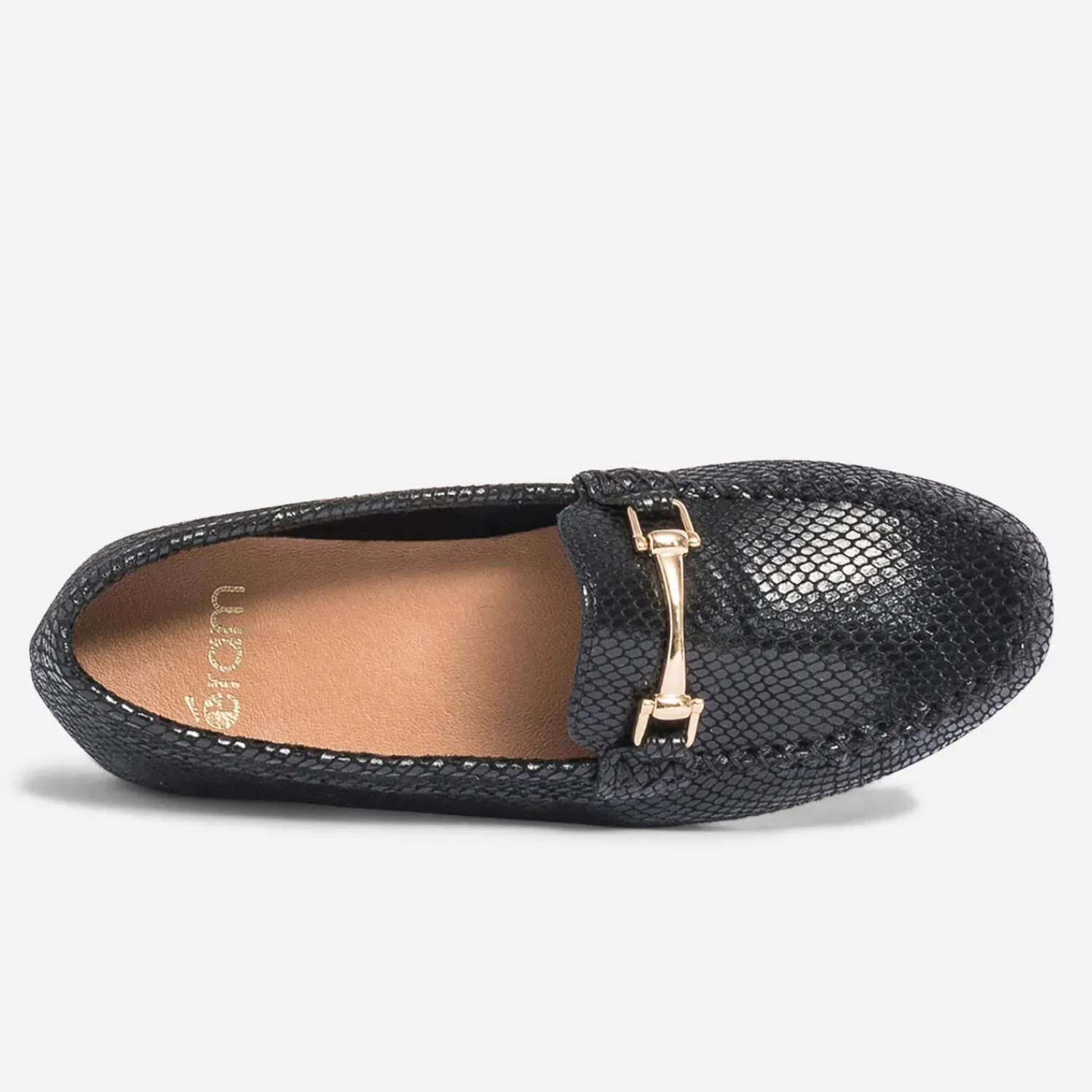 Eram Mocassins/Slippers^Mocassin en cuir velours effet python NOIR