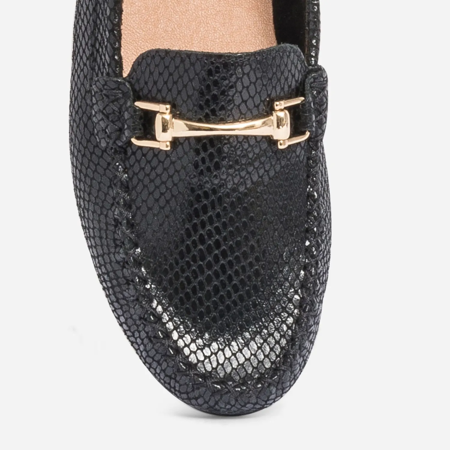 Eram Mocassins/Slippers^Mocassin en cuir velours effet python NOIR