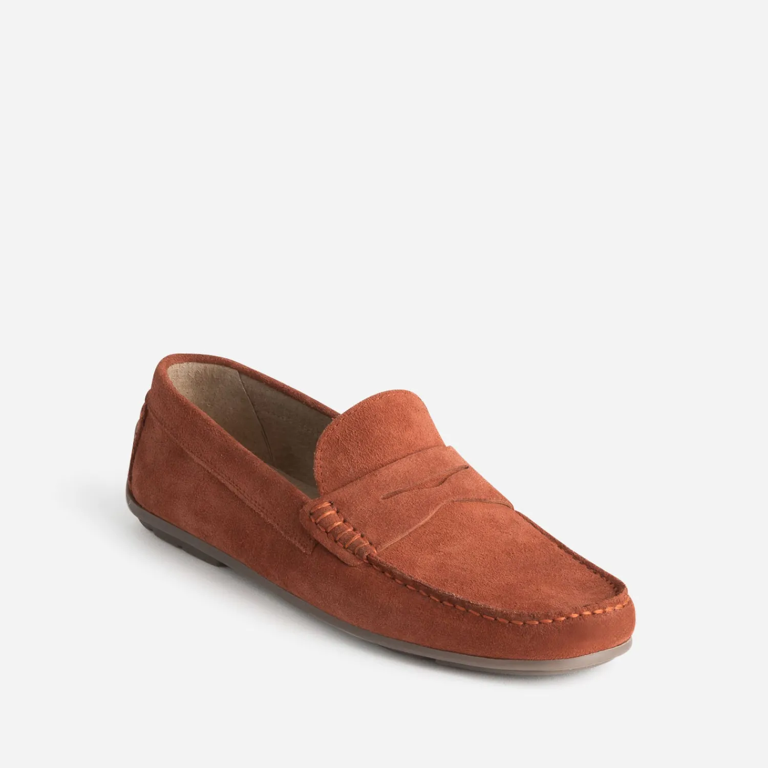 Eram Mocassins^Mocassin orangé éco-conçu en cuir velours ROUGE