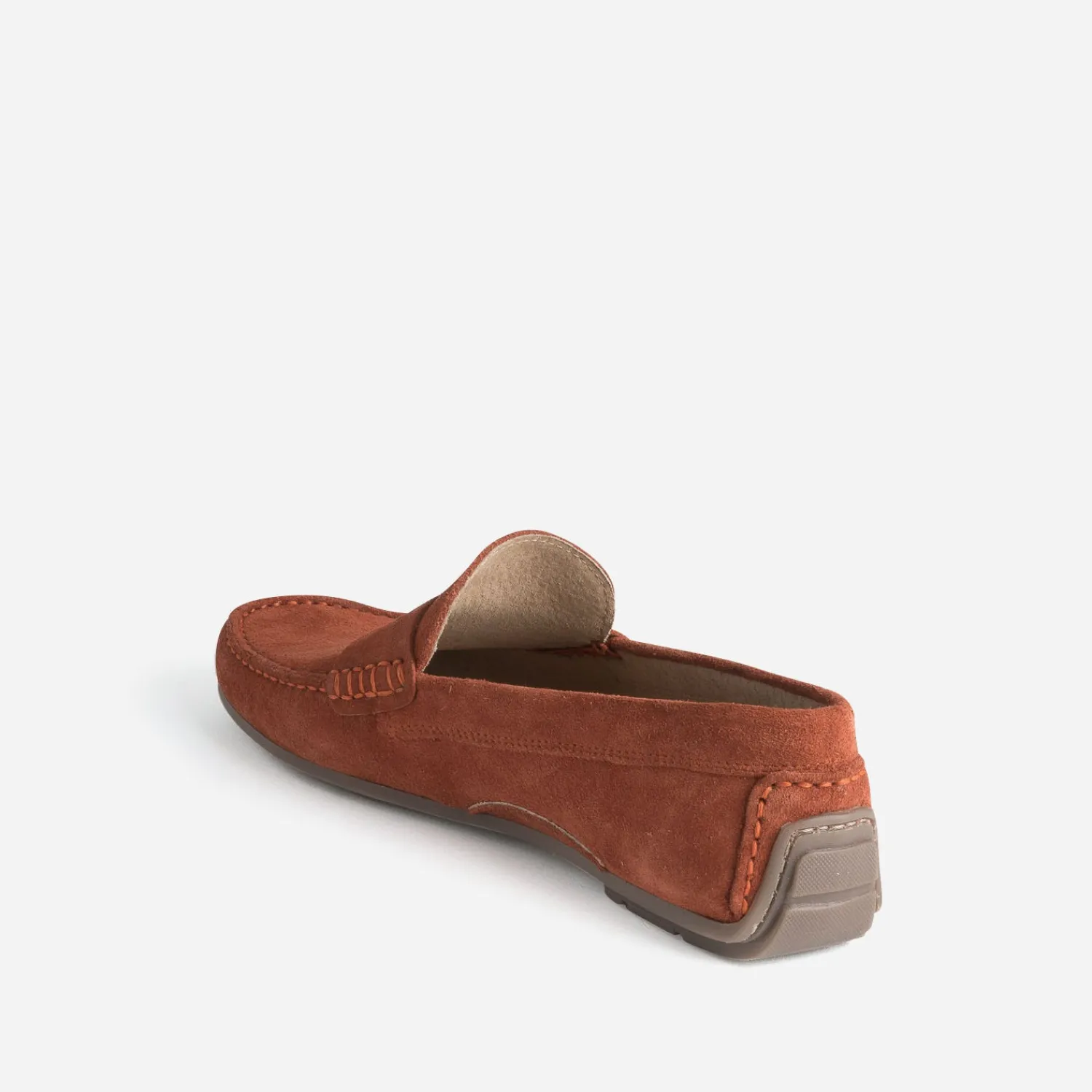 Eram Mocassins^Mocassin orangé éco-conçu en cuir velours ROUGE