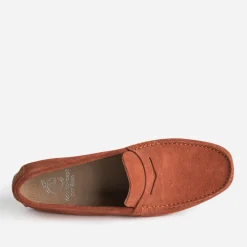 Eram Mocassins^Mocassin orangé éco-conçu en cuir velours ROUGE