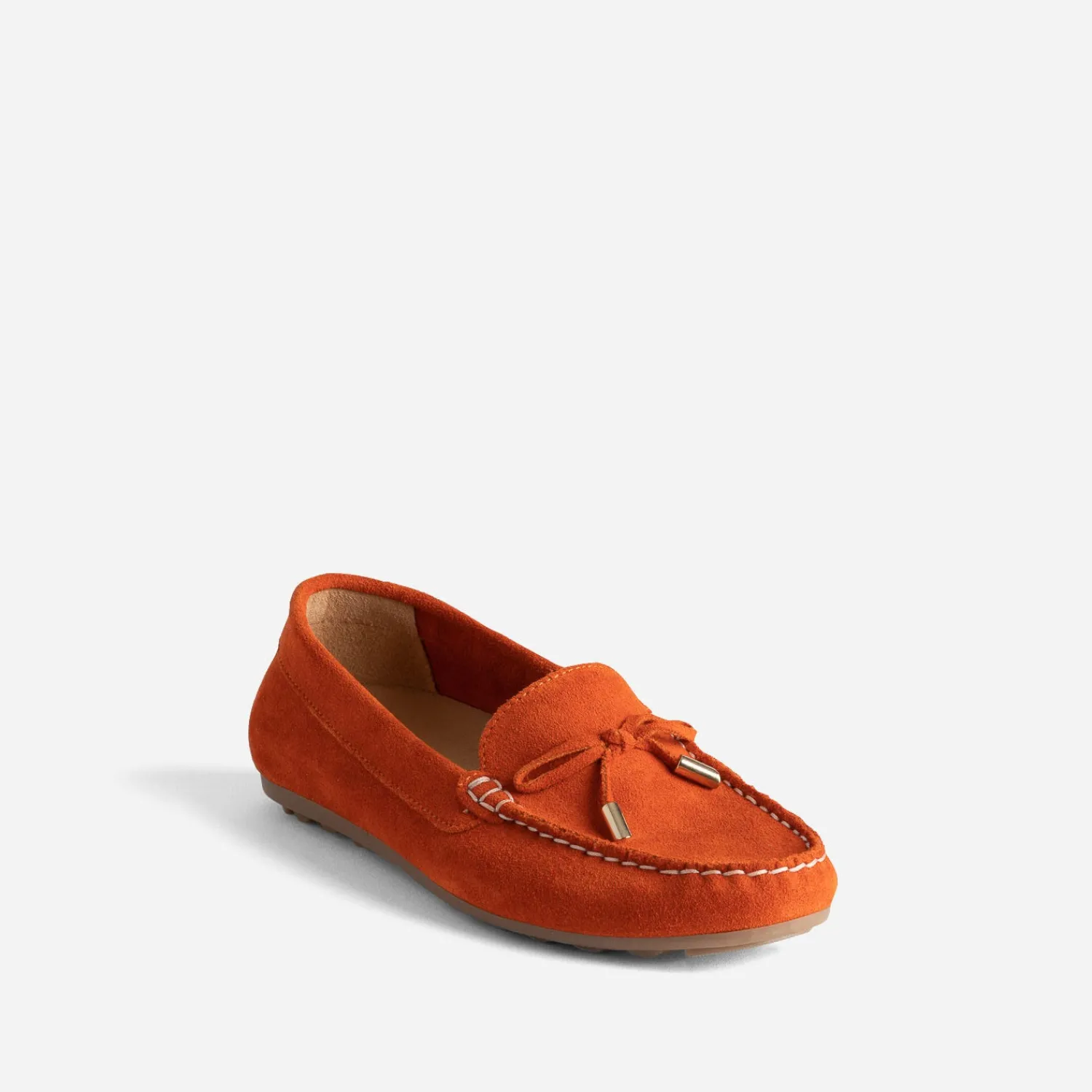 Eram Mocassins/Slippers^Mocassin orangé en cuir velours ROUGE