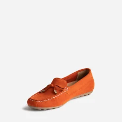 Eram Mocassins/Slippers^Mocassin orangé en cuir velours ROUGE