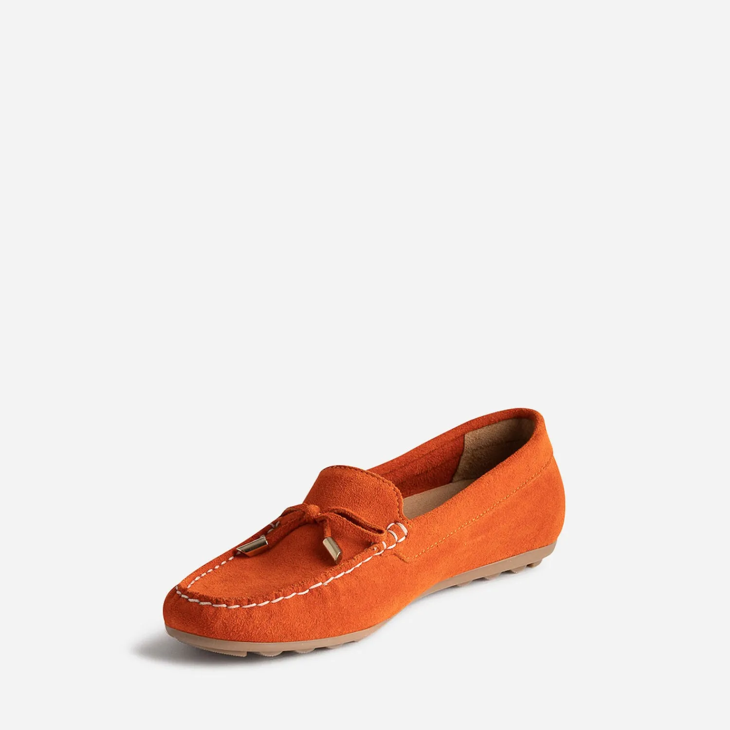 Eram Mocassins/Slippers^Mocassin orangé en cuir velours ROUGE