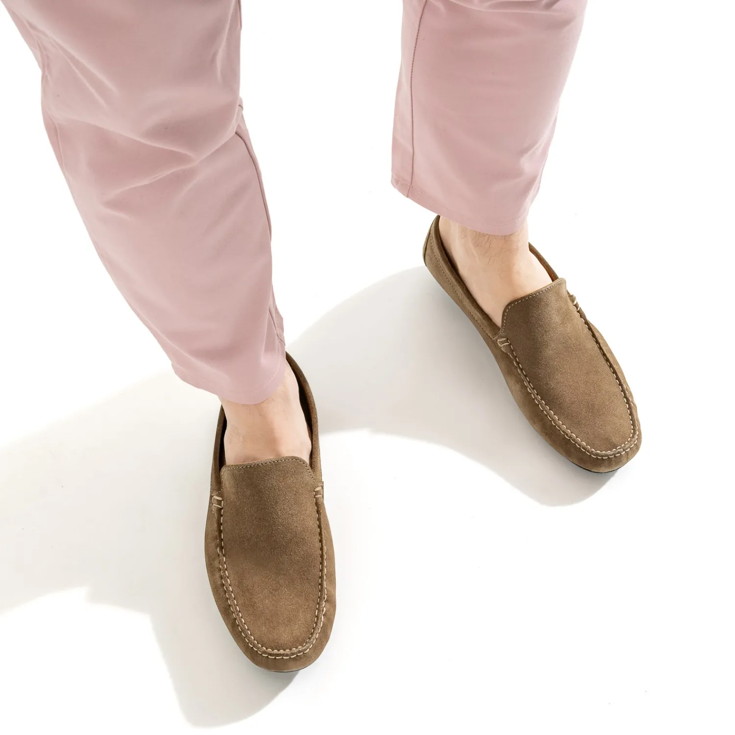 Eram Mocassins^Mocassin en cuir velours TAUPE