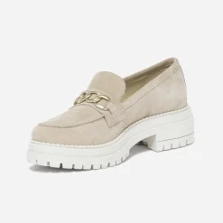 Texto Mocassins/Slippers^Mocassin cuir velours semelle épaisse BEIGE