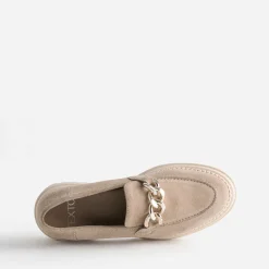 Texto Mocassins/Slippers^Mocassin cuir velours semelle crantée BEIGE