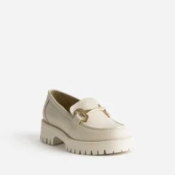 Texto Mocassins/Slippers^Mocassin beige en cuir à semelle crantée ECRU