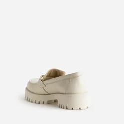 Texto Mocassins/Slippers^Mocassin beige en cuir à semelle crantée ECRU