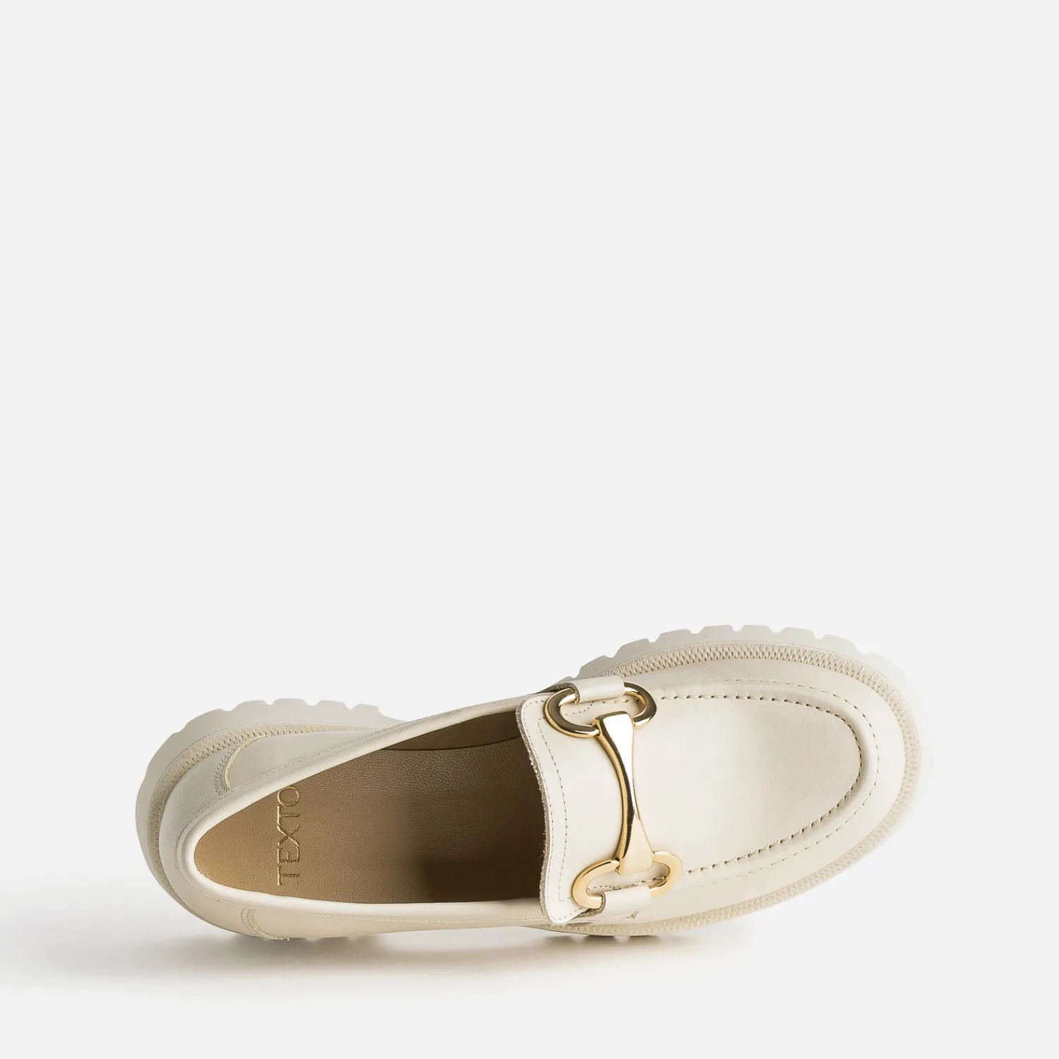 Texto Mocassins/Slippers^Mocassin beige en cuir à semelle crantée ECRU
