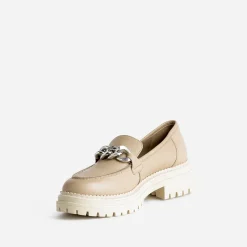 Texto Mocassins/Slippers^Mocassin en cuir à semelle crantée BEIGE