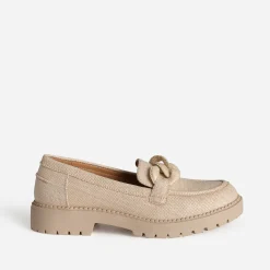 Texto Mocassins/Slippers^Mocassin tressage et maxi chaîne BEIGE
