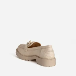 Texto Mocassins/Slippers^Mocassin tressage et maxi chaîne BEIGE