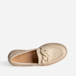 Texto Mocassins/Slippers^Mocassin tressage et maxi chaîne BEIGE
