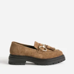 Texto Mocassins/Slippers^Mocassin cuir velours CAMEL