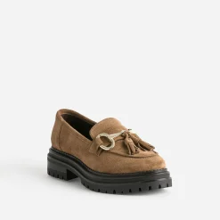 Texto Mocassins/Slippers^Mocassin cuir velours CAMEL