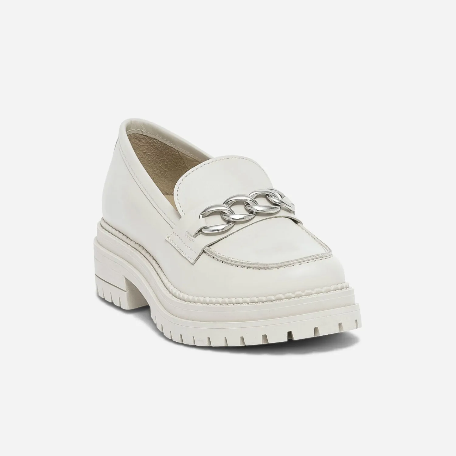 Texto Mocassins/Slippers^Mocassin écru en cuir à semelle épaisse ECRU