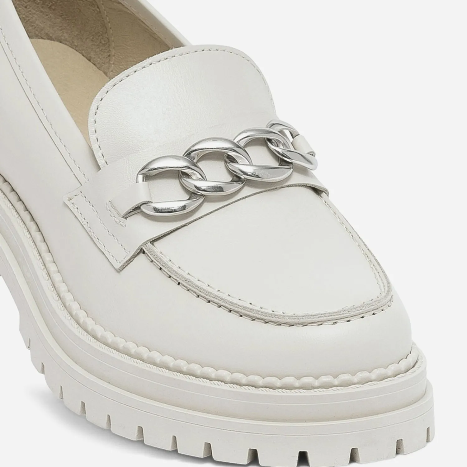 Texto Mocassins/Slippers^Mocassin écru en cuir à semelle épaisse ECRU