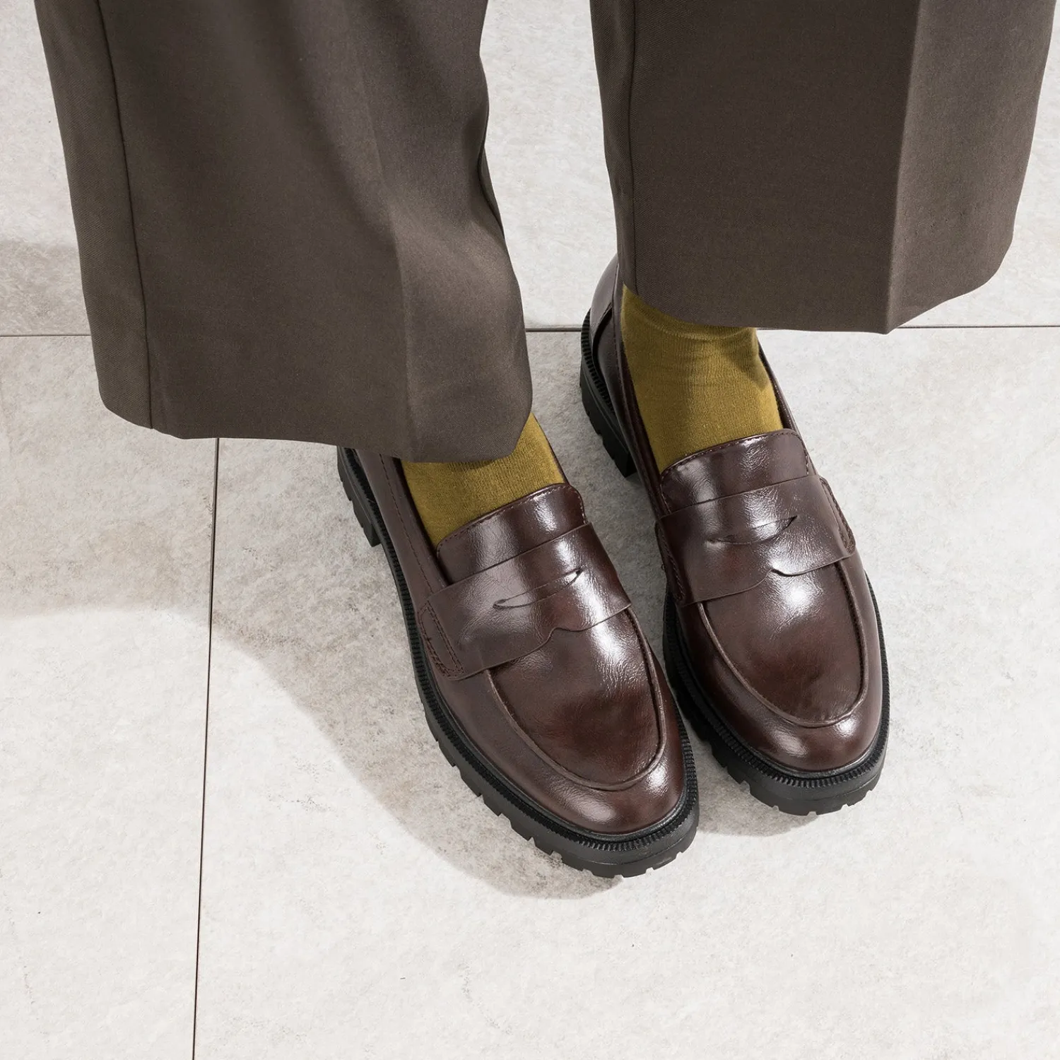 Texto Mocassins/Slippers^Mocassin cranté MARRON