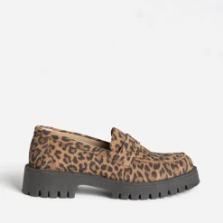 Texto Mocassins/Slippers^Mocassin marron cuir velours motif léopard IMPRIME