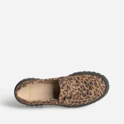 Texto Mocassins/Slippers^Mocassin marron cuir velours motif léopard IMPRIME