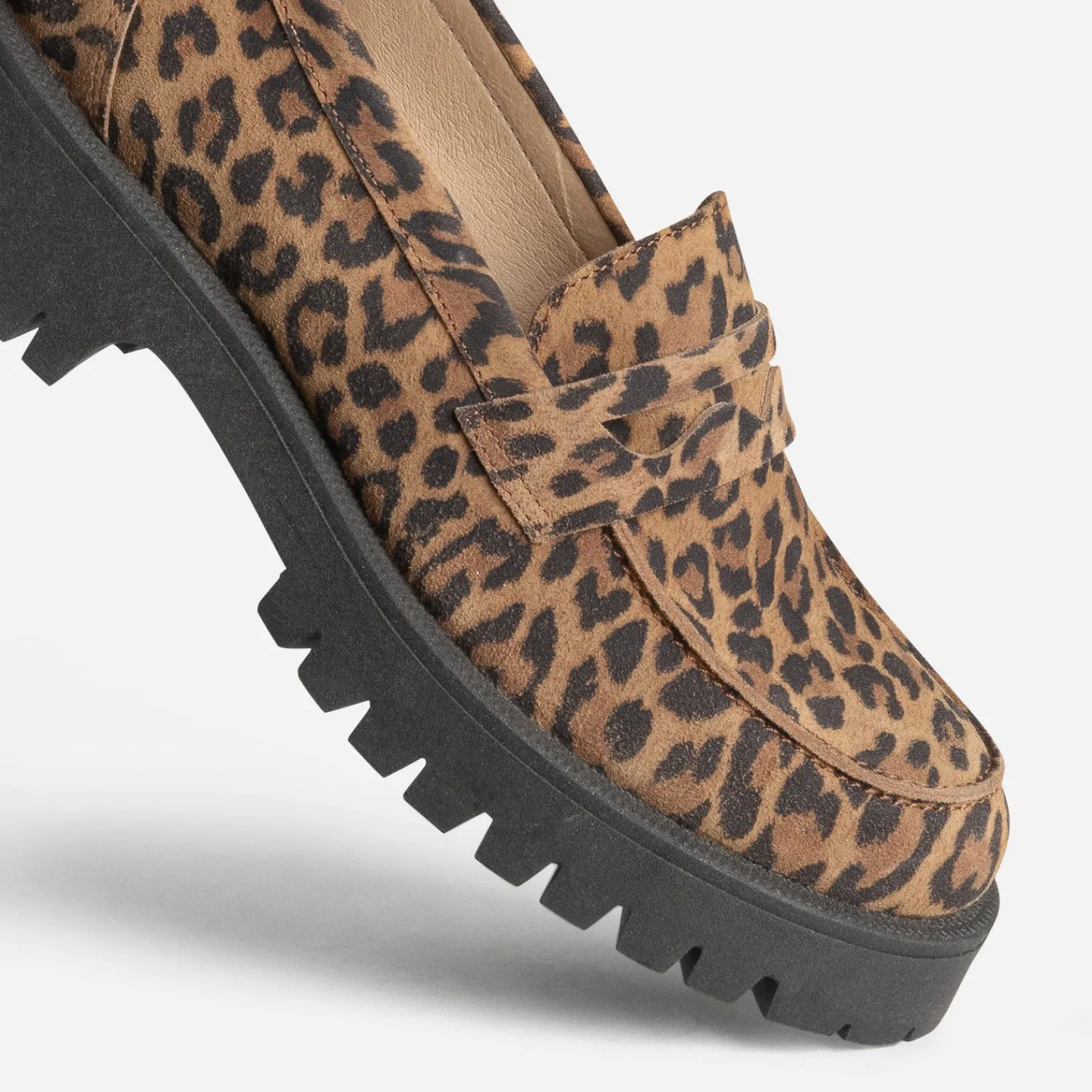 Texto Mocassins/Slippers^Mocassin marron cuir velours motif léopard IMPRIME