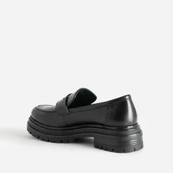 Texto Mocassins/Slippers^Mocassin cuir semelle crantée NOIR