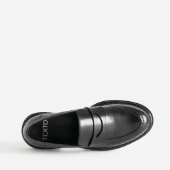 Texto Mocassins/Slippers^Mocassin cuir semelle crantée NOIR