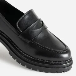 Texto Mocassins/Slippers^Mocassin cuir semelle crantée NOIR