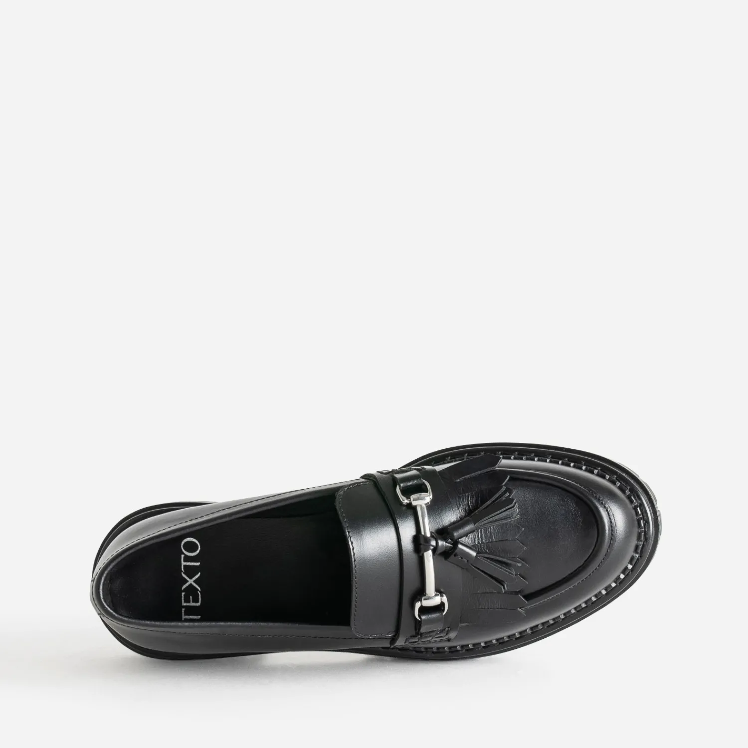 Texto Mocassins/Slippers^Mocassin cuir à frange et pampilles NOIR