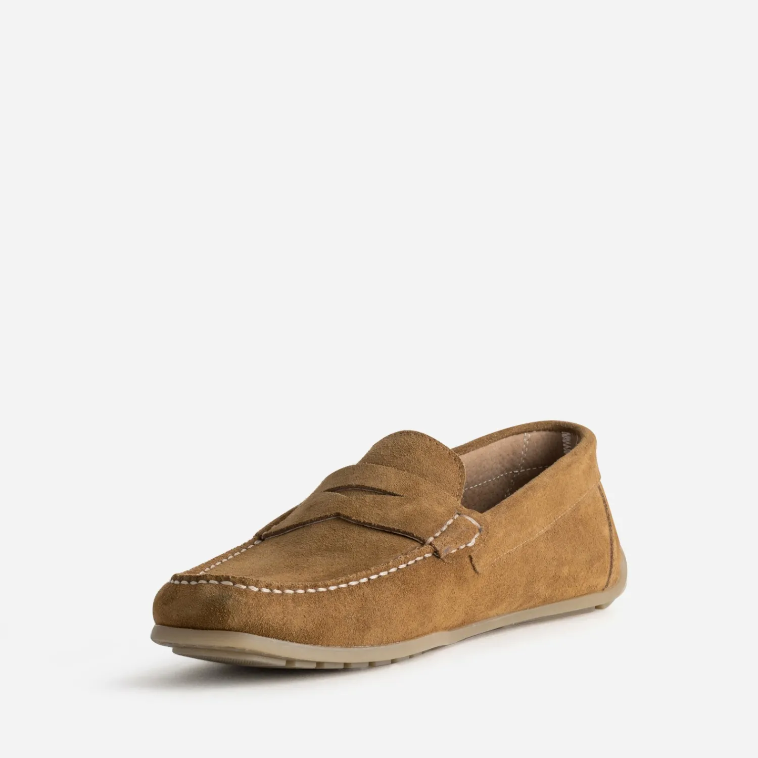 Eram Mocassins^Mocassin-bateau cuir velours COGNAC