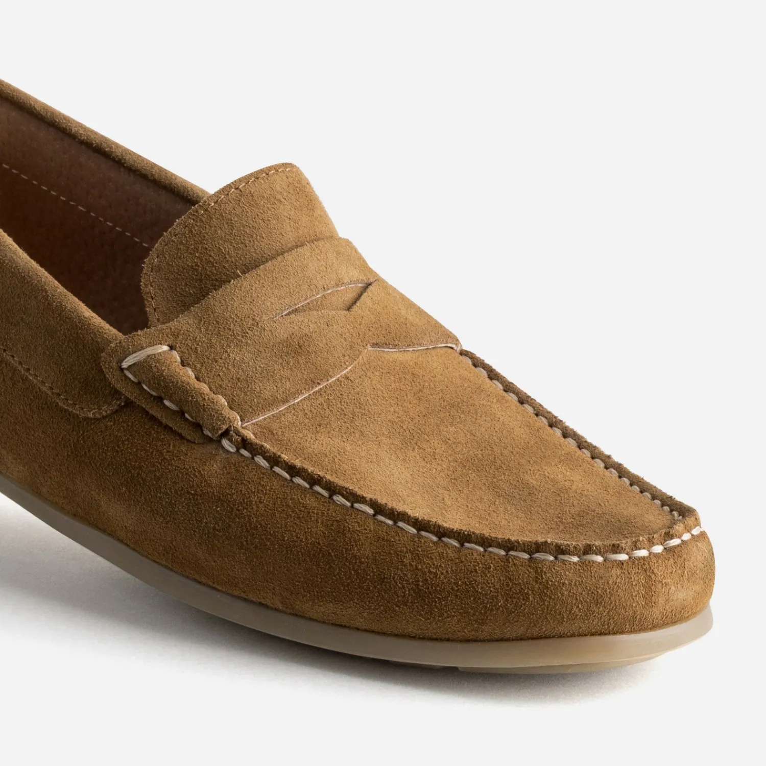 Eram Mocassins^Mocassin-bateau cuir velours COGNAC