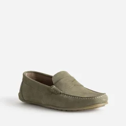 Eram Mocassins^Mocassin-bateau cuir velours KAKI