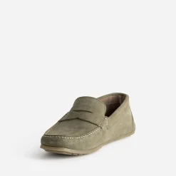 Eram Mocassins^Mocassin-bateau cuir velours KAKI