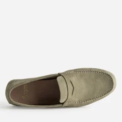 Eram Mocassins^Mocassin-bateau cuir velours KAKI