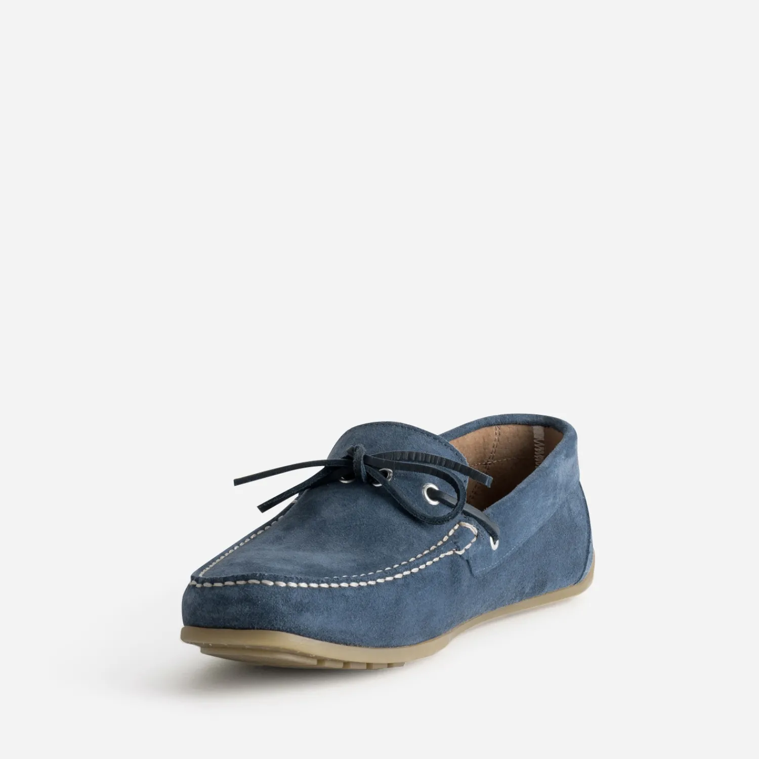 Eram Mocassins^Mocassin-bateau marine cuir velours BLEU