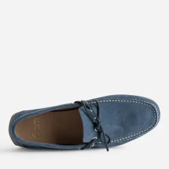 Eram Mocassins^Mocassin-bateau marine cuir velours BLEU