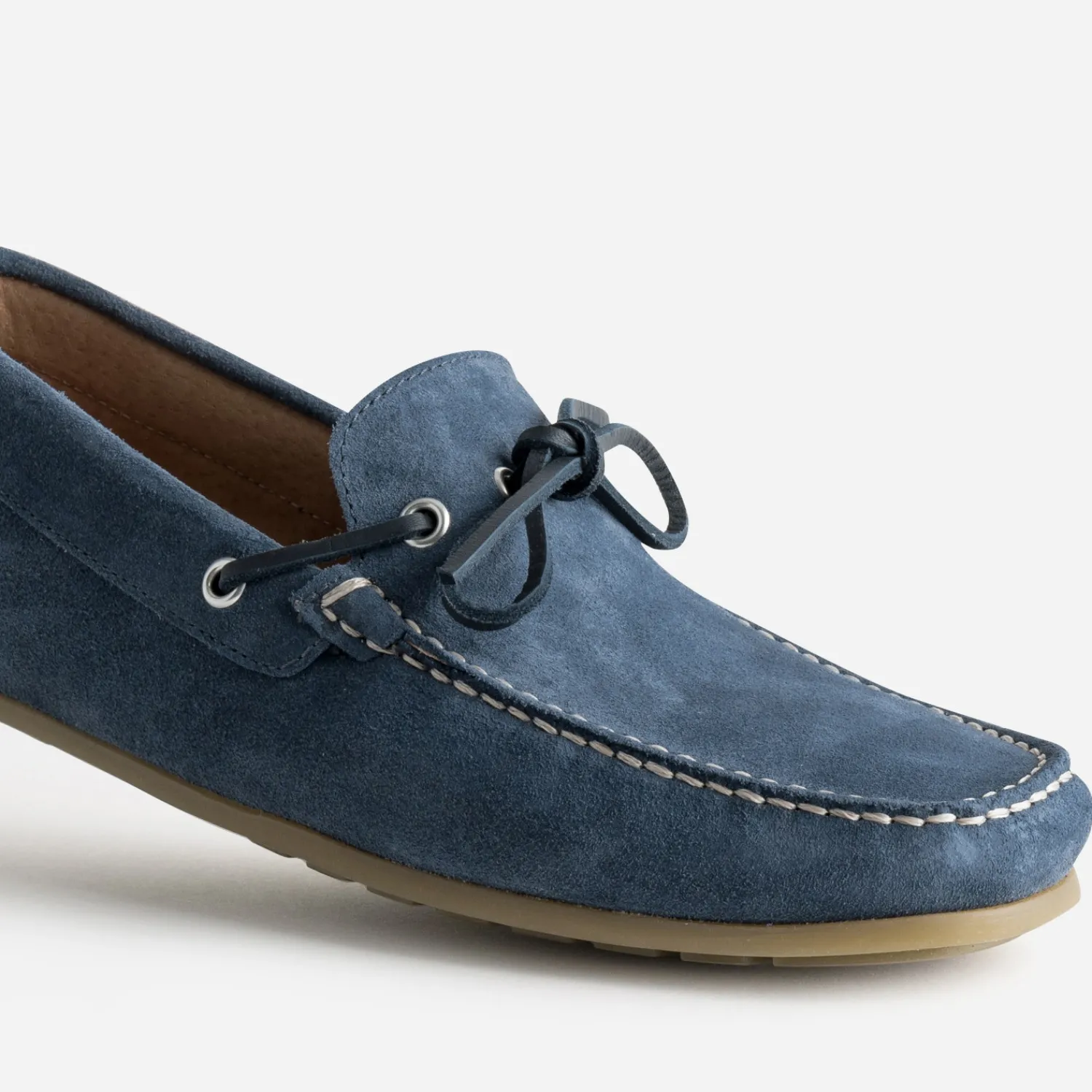 Eram Mocassins^Mocassin-bateau marine cuir velours BLEU