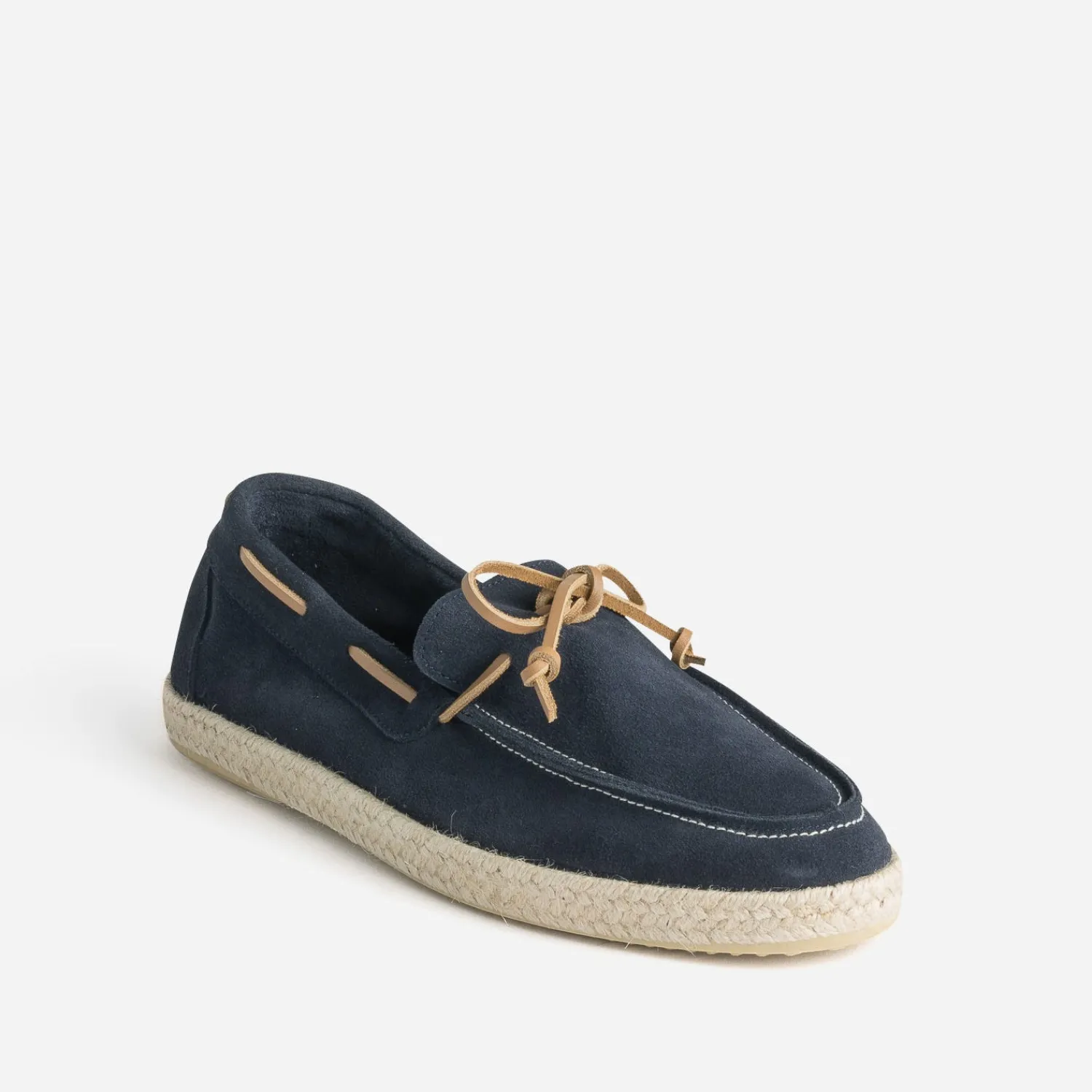 Eram Espadrilles^Mocassin-bateau en cuir velours MARINE
