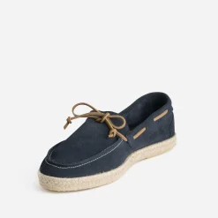 Eram Espadrilles^Mocassin-bateau en cuir velours MARINE