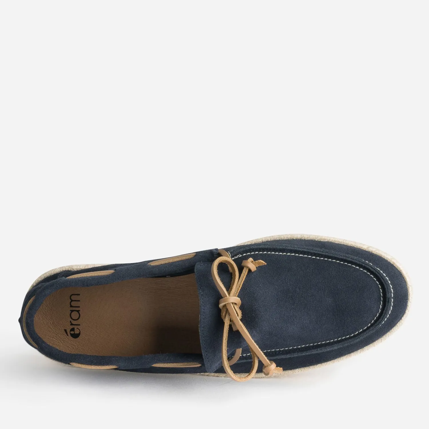 Eram Espadrilles^Mocassin-bateau en cuir velours MARINE