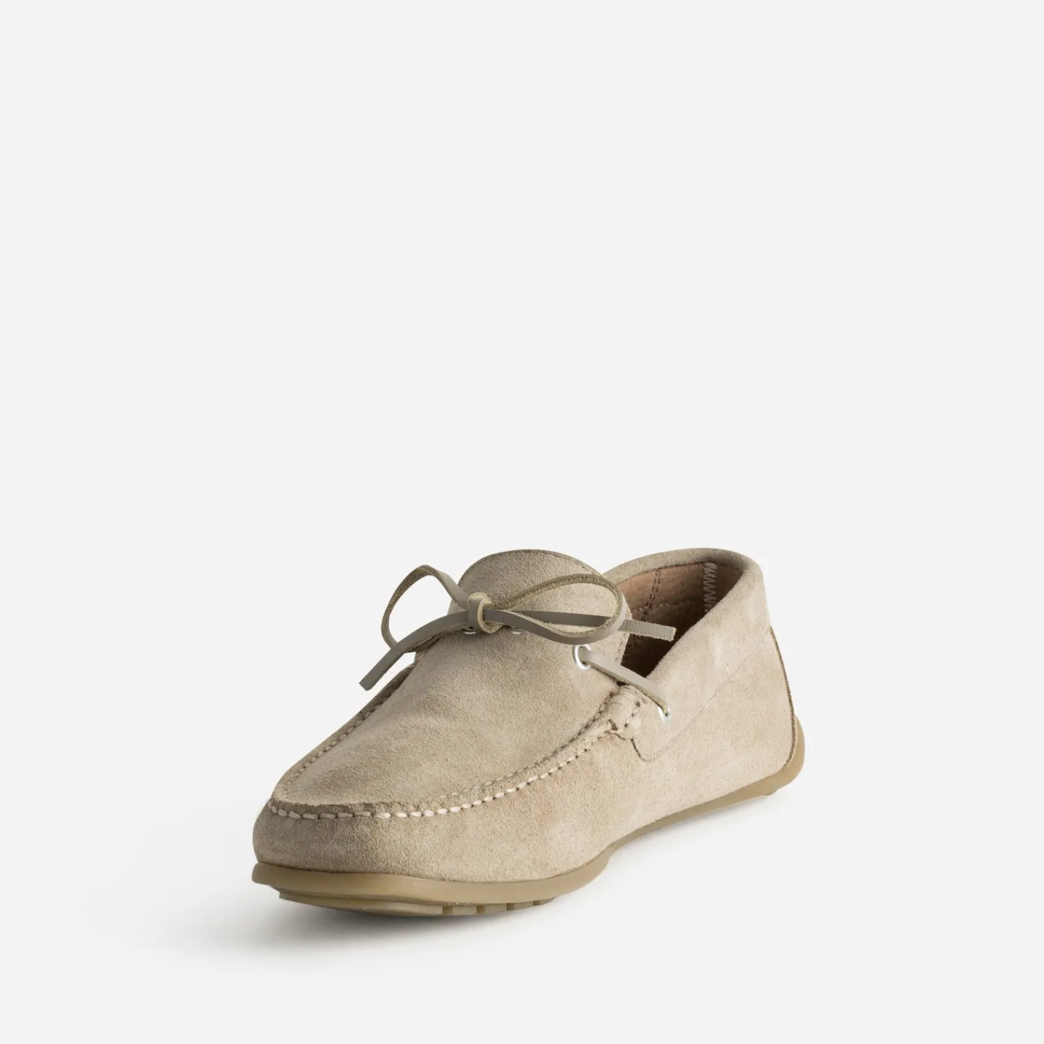 Eram Mocassins^Mocassin-bateau cuir velours avec lacet TAUPE