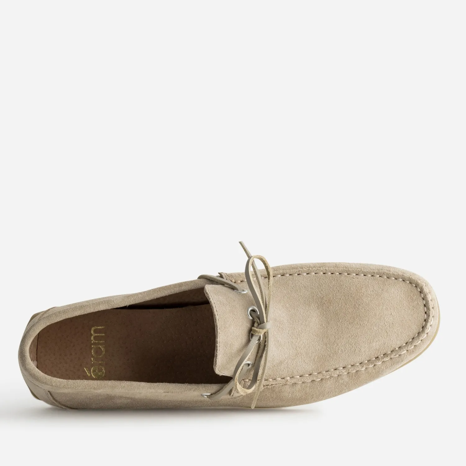 Eram Mocassins^Mocassin-bateau cuir velours avec lacet TAUPE