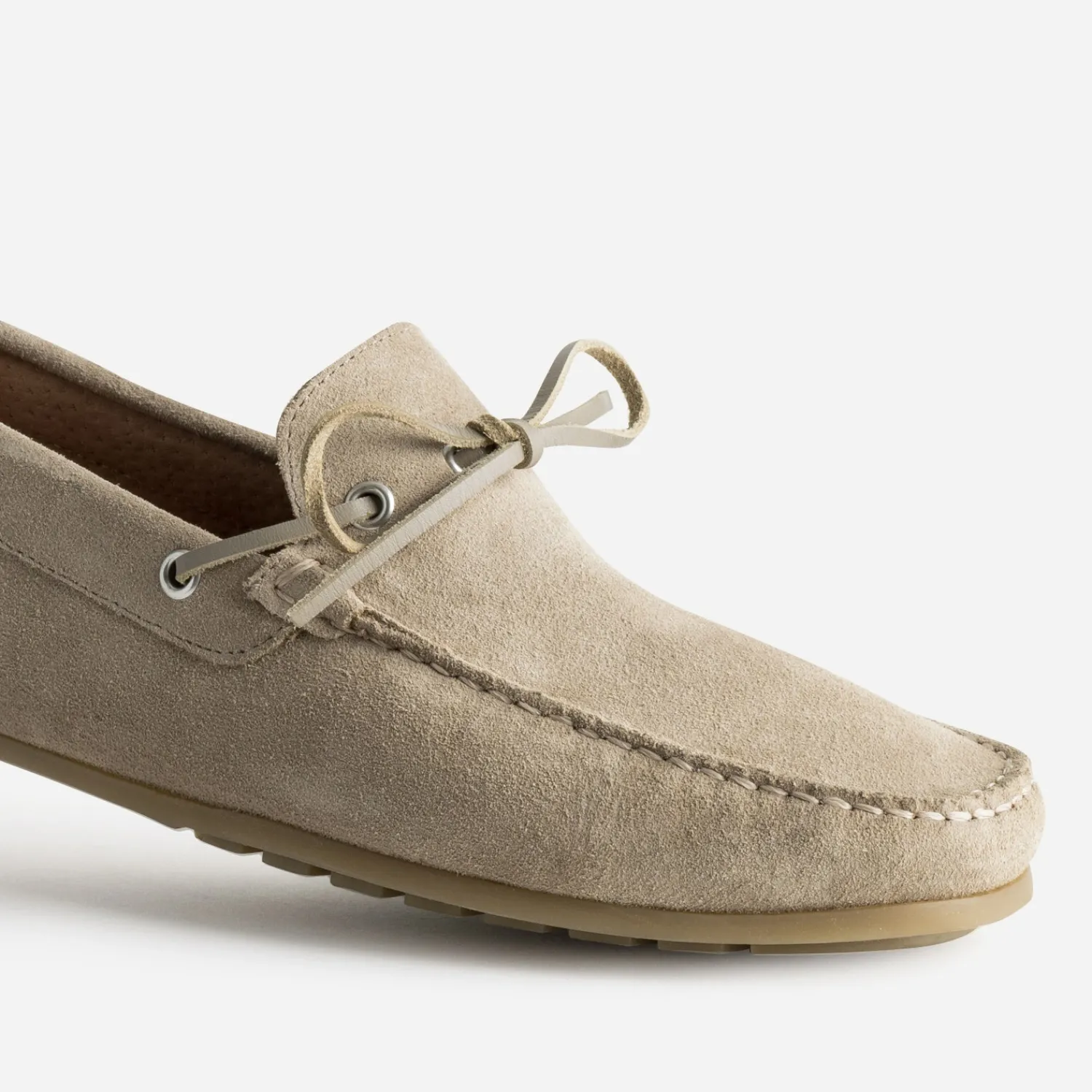 Eram Mocassins^Mocassin-bateau cuir velours avec lacet TAUPE